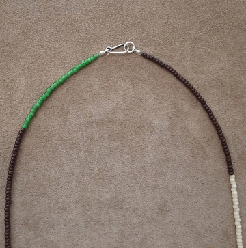 3mm BEADS NECKLACE D.BROWN/GREEN 60cm / ROSETTAPRAYER