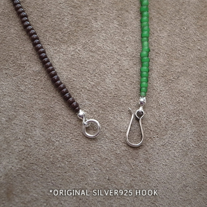 3mm BEADS NECKLACE D.BROWN/GREEN 60cm / ROSETTAPRAYER