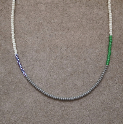 3mm BEADS NECKLACE D.BROWN/GREEN 60cm / ROSETTAPRAYER