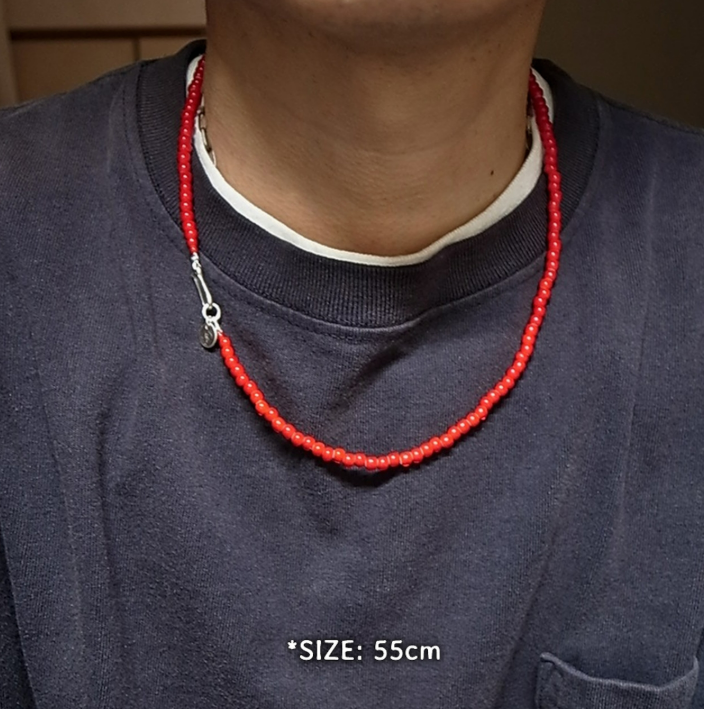 5mm WHITE HEARTS BEADS NECKLACE 55cm / ROSETTAPRAYER