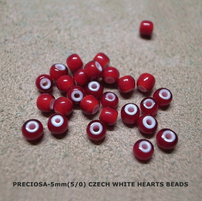 5mm WHITE HEARTS BEADS NECKLACE 55cm / ROSETTAPRAYER