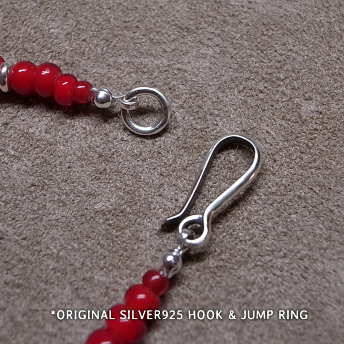 5mm WHITE HEARTS BEADS BRACELET- DARK RED 19cm / ROSETTAPRAYER