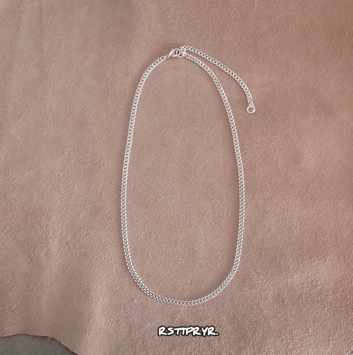 3.7mm FLAT LINK CHAIN NECKLACE- SILVER / 3.7mm 喜平チェーンネックレス / ROSETTAPRAYER