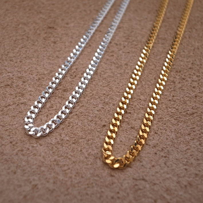 3.7mm FLAT LINK CHAIN NECKLACE- SILVER / 3.7mm 喜平チェーンネックレス / ROSETTAPRAYER
