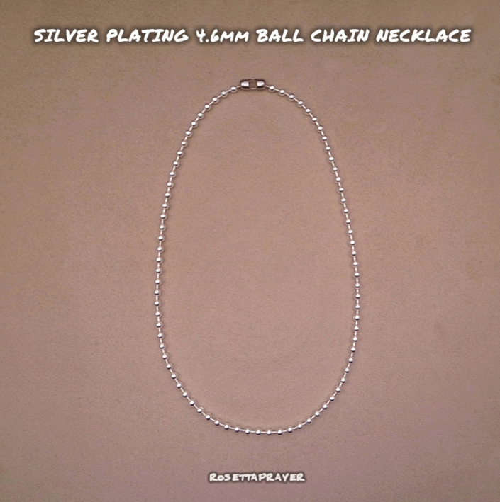 SILVER PLATING 4.6mm BALL CHAIN NECKLACE 50cm / ROSETTAPRAYER