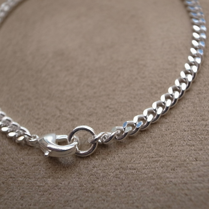 3.7mm FLAT LINK CHAIN BRACELET - SILVER 19cm / ROSETTAPRAYER