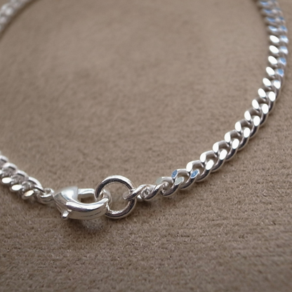 3.7mm FLAT LINK CHAIN BRACELET - SILVER 19cm / ROSETTAPRAYER