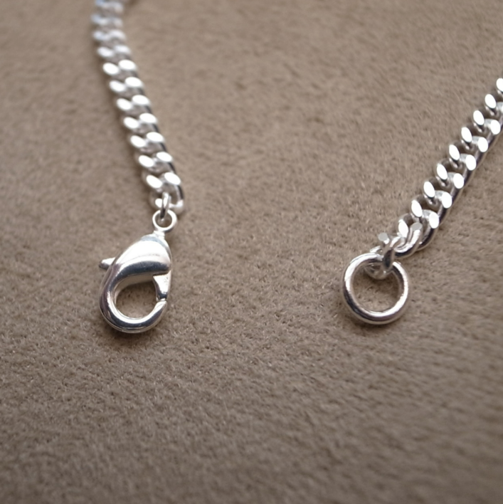 3.7mm FLAT LINK CHAIN BRACELET - SILVER 19cm / ROSETTAPRAYER