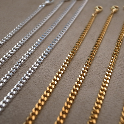 3.7mm FLAT LINK CHAIN BRACELET - SILVER 19cm / ROSETTAPRAYER