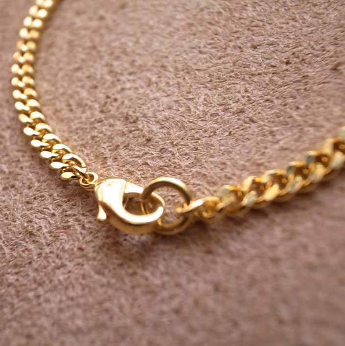 3.7mm FLAT LINK CHAIN BRACELET- 18kgp 19cm / ROSETTAPRAYER
