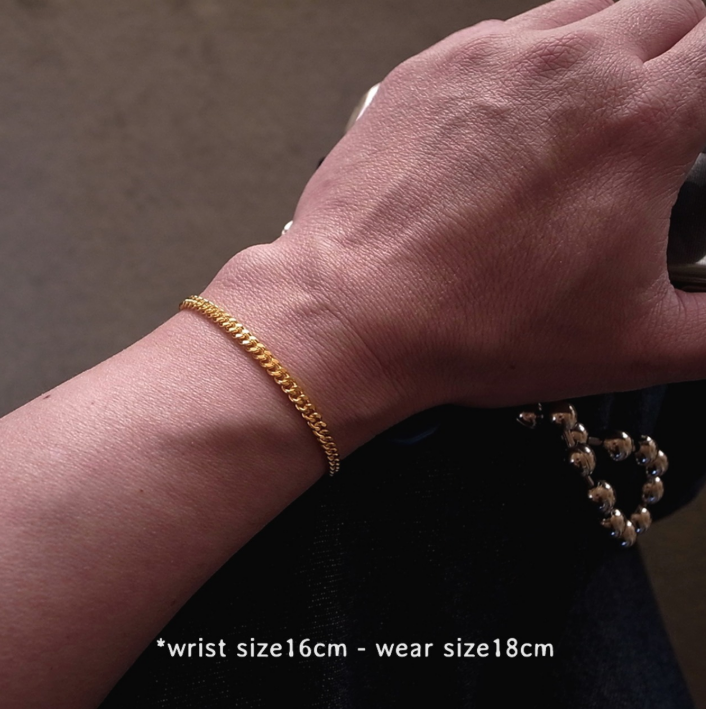 3.7mm FLAT LINK CHAIN BRACELET- 18kgp 19cm / ROSETTAPRAYER