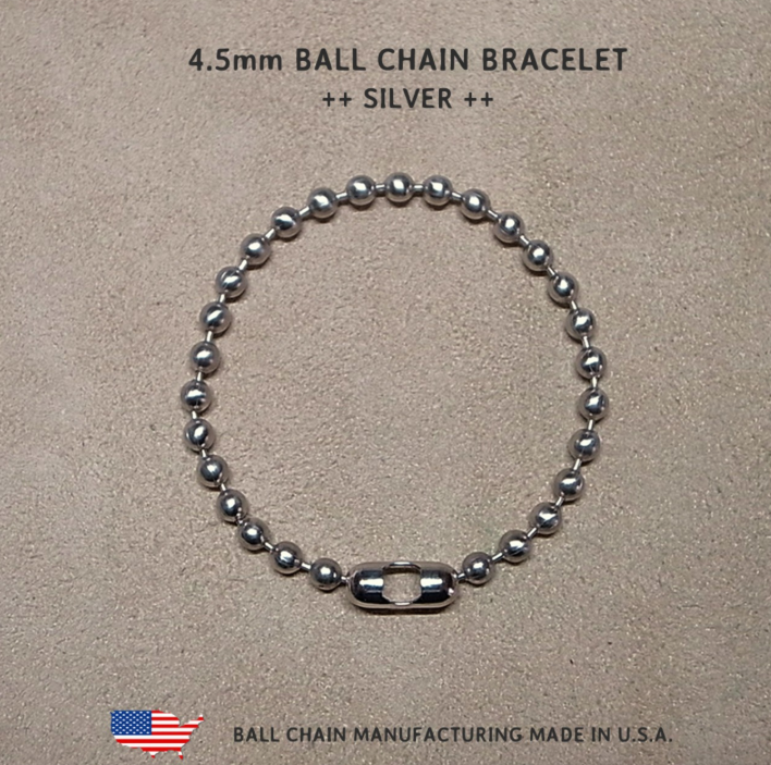 4.5mm BALL CHAIN BRACELET- SILVER- 19cm Made in U.S.A. / ROSETTAPRAYER