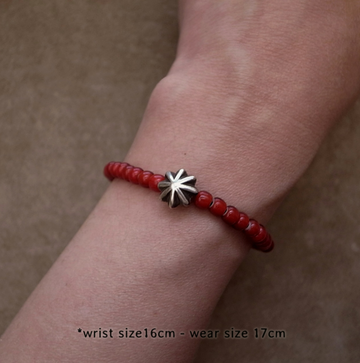 SILVER925 CONCHO & BEADS BRACELET- RED / ROSETTAPRAYER➀