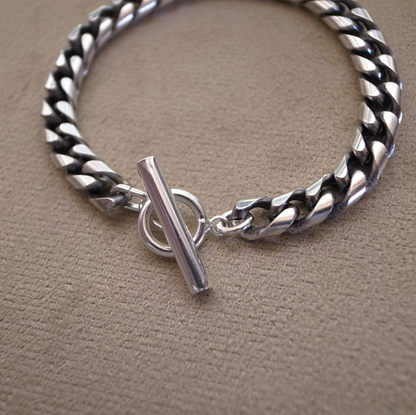 6.5mm FLAT LINK CHAIN BRACELET-SILVER / ROSETTAPRAYER