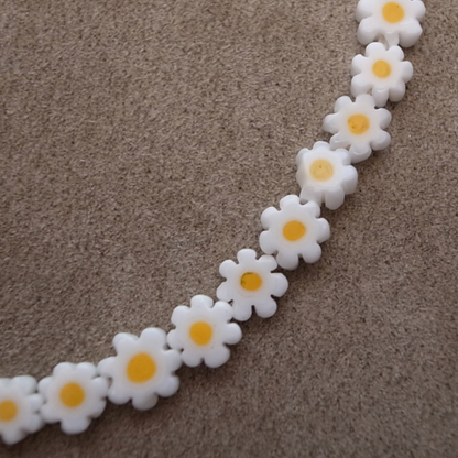 MILLEFIORI FLOWER BEADS NECKLACE- WHITE FLOWER / ROSETTAPRAYER