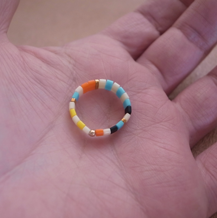 TILA BEADS RING- ORAGExGOLD / ROSETTAPRAYER