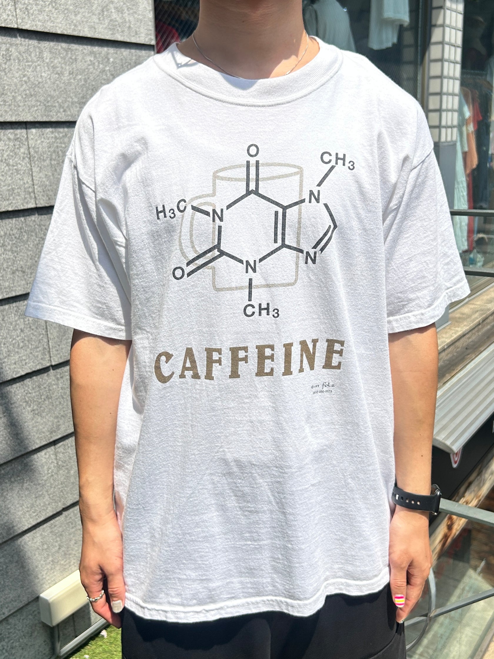 90's~00's CAFFEINE「化学構造式」グラフィックTシャツ