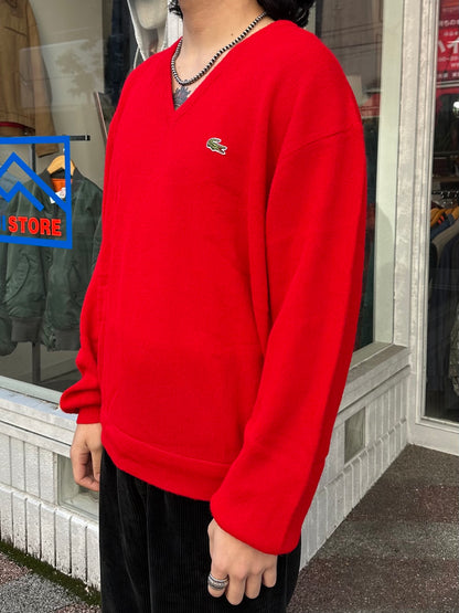80's~90's IZOD LACOSTE「Vネック」アクリルニットセーター