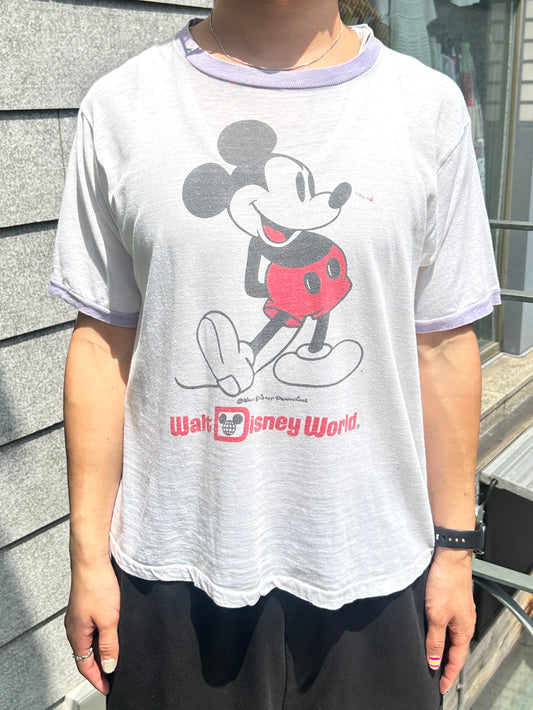 80's Walt Disney World 「白足ミッキーBILLネーム」キャラクターTシャツ