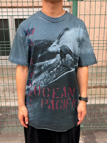 90's OCEAN PACIFIC「総柄」USA製 サーフTシャツ