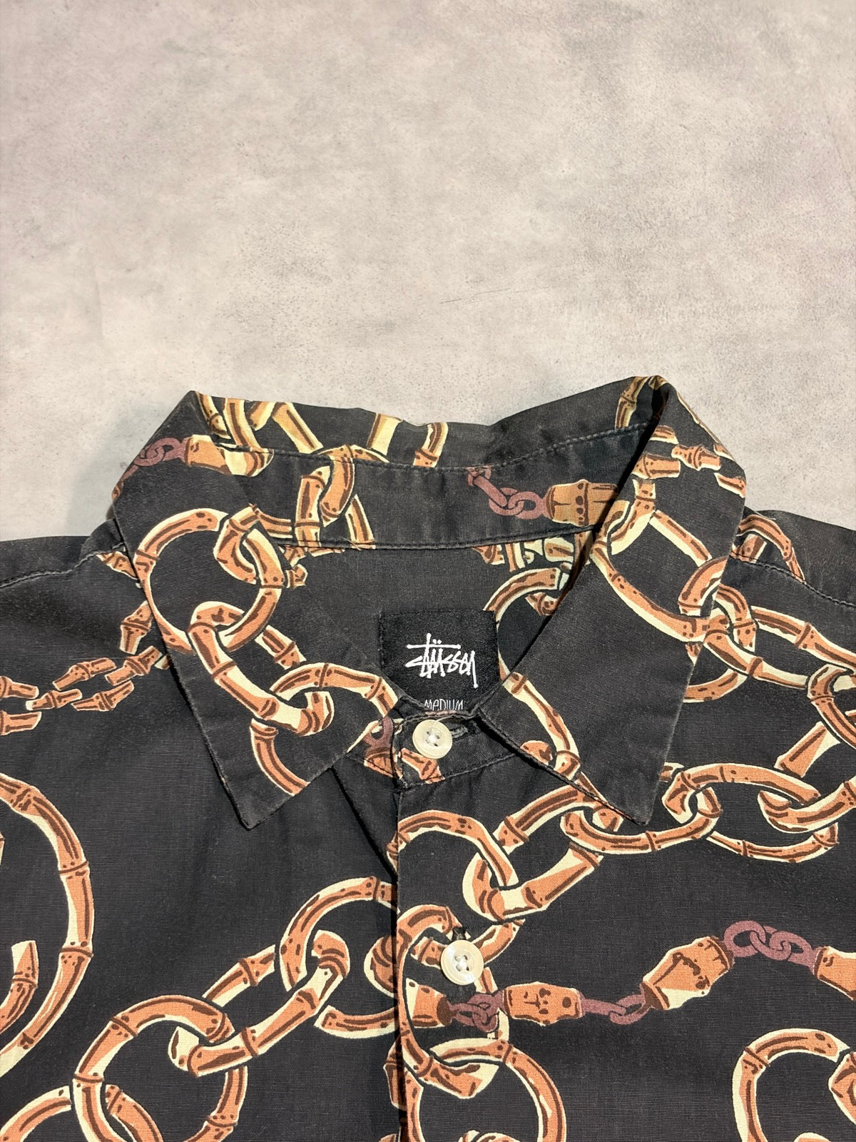 STUSSY「鎖柄」総柄シャツ
