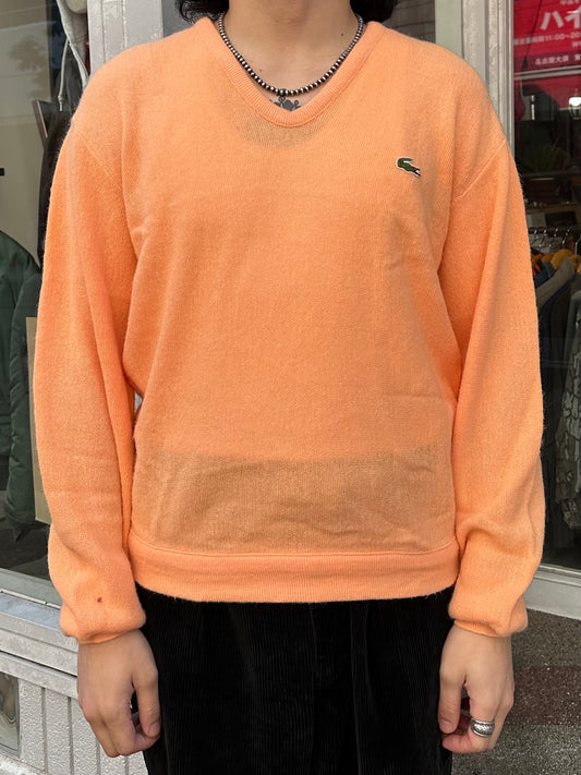 70's IZOD LACOSTE「Vネック」アクリルニットセーター