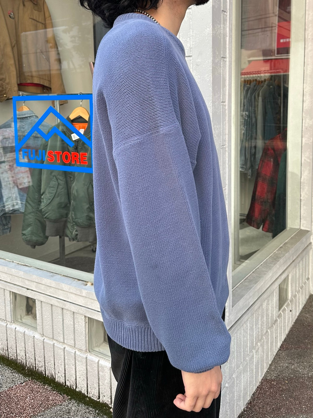 90's EDDIE BAUER 前Vガゼットコットンニット