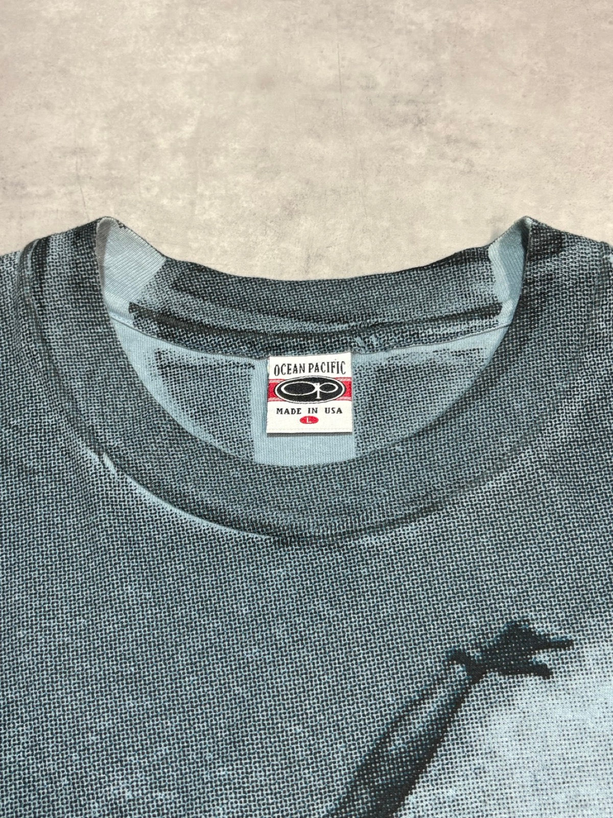 90's OCEAN PACIFIC「総柄」USA製 サーフTシャツ