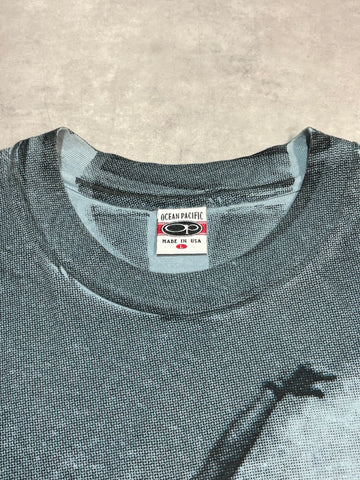 90's OCEAN PACIFIC「総柄」USA製 サーフTシャツ