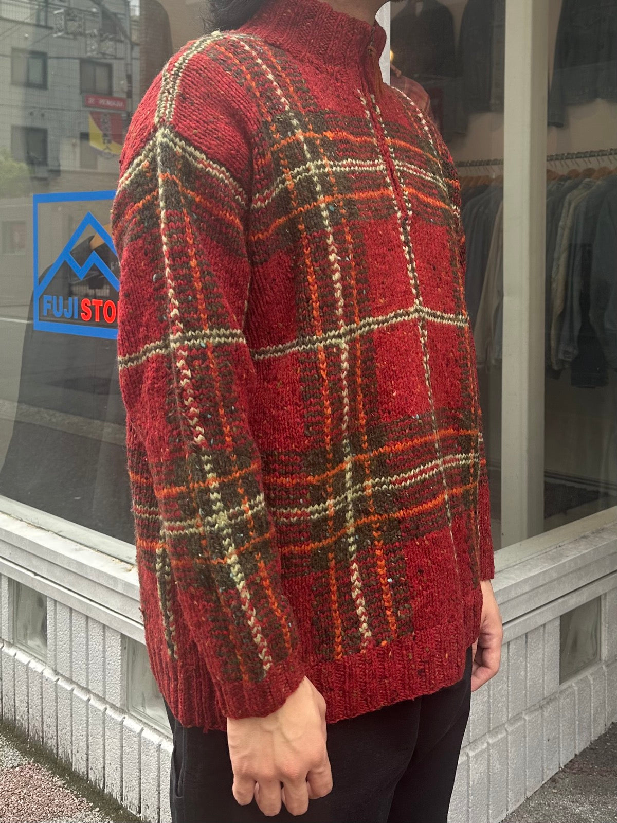 90's RALPH LAUREN「Tartan check」ハーフジップニット