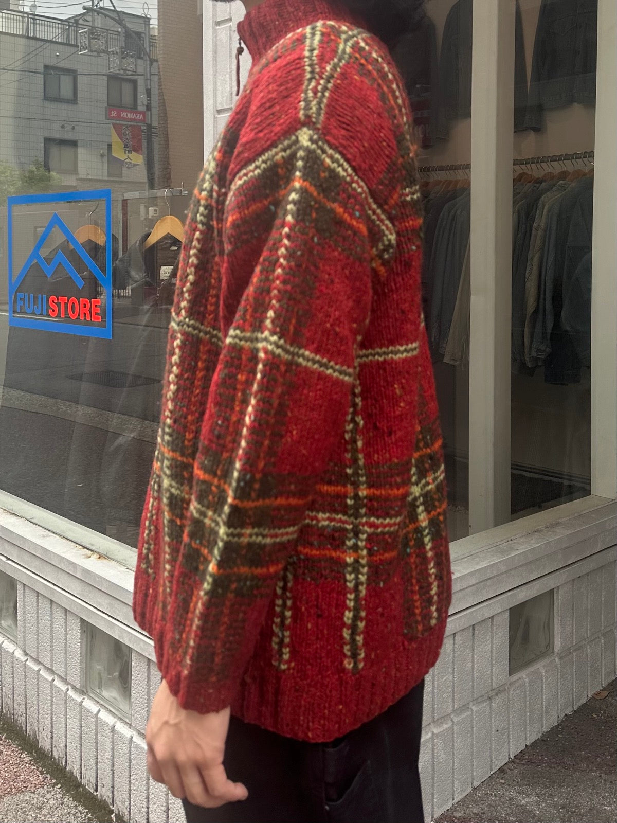 90's RALPH LAUREN「Tartan check」ハーフジップニット