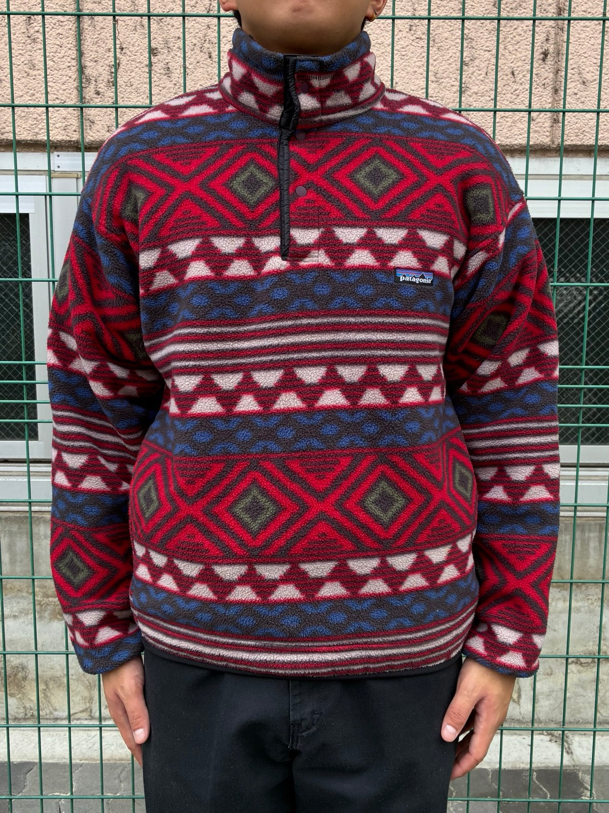 90's PATAGONIA Synchilla Snap-T「サルティーヨ柄」フリースプルオーバー