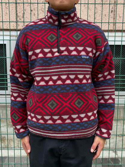 90's PATAGONIA Synchilla Snap-T「サルティーヨ柄」フリースプルオーバー