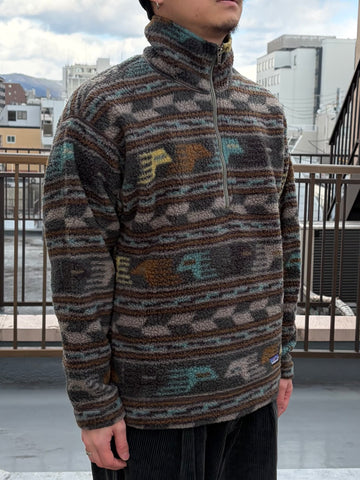 90's patagonia「Half-Zip Synchilla Sweater」USA製　総柄フリース