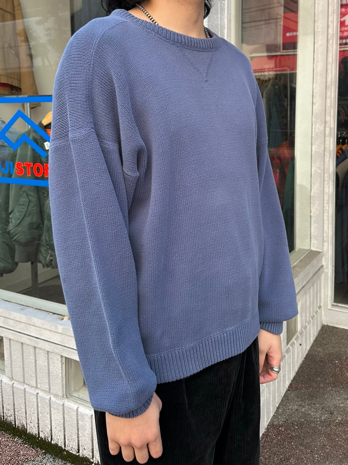 90's EDDIE BAUER 前Vガゼットコットンニット