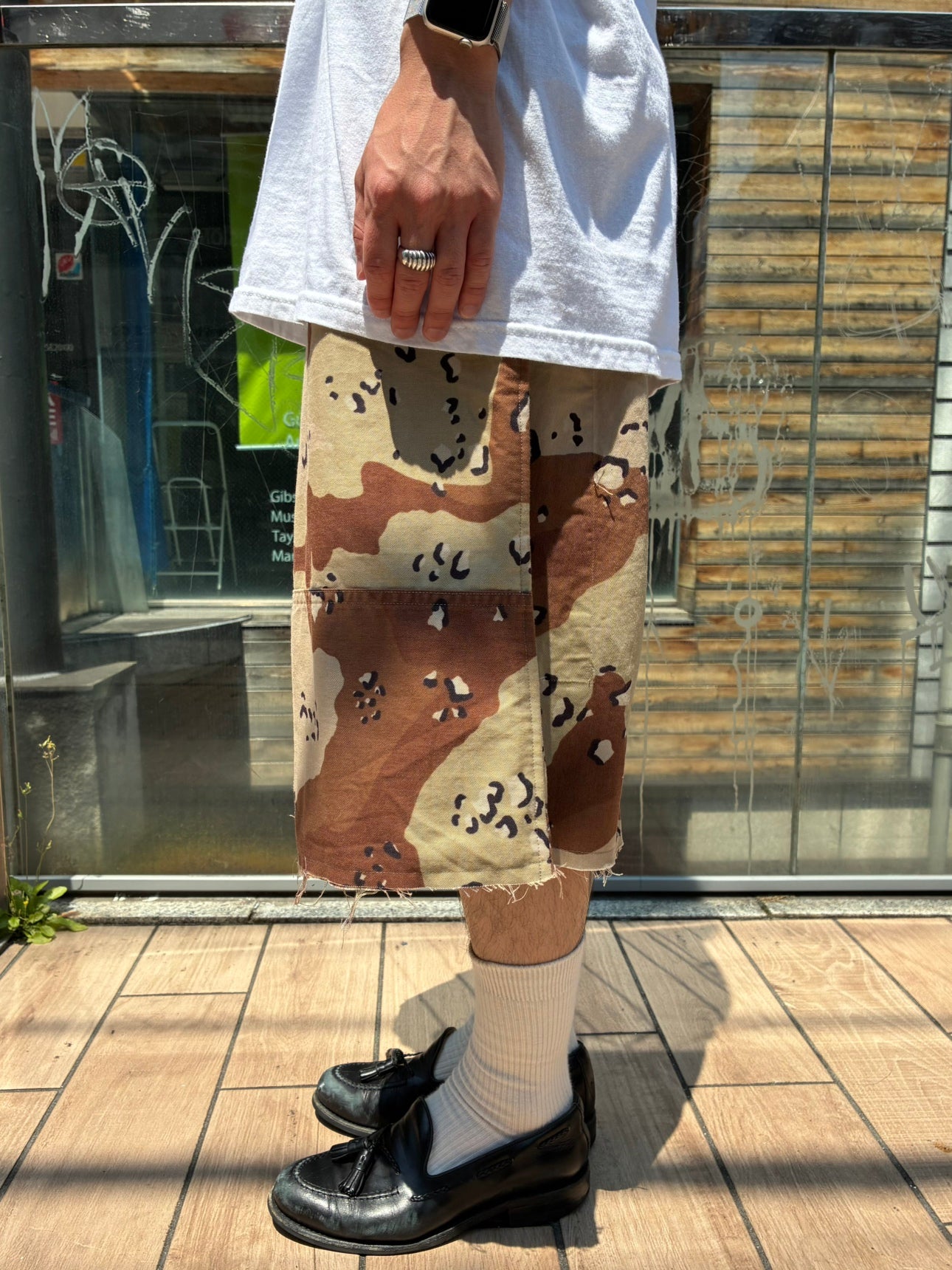 REMAKE  ARMY DOUBLE KNEE SHORTS