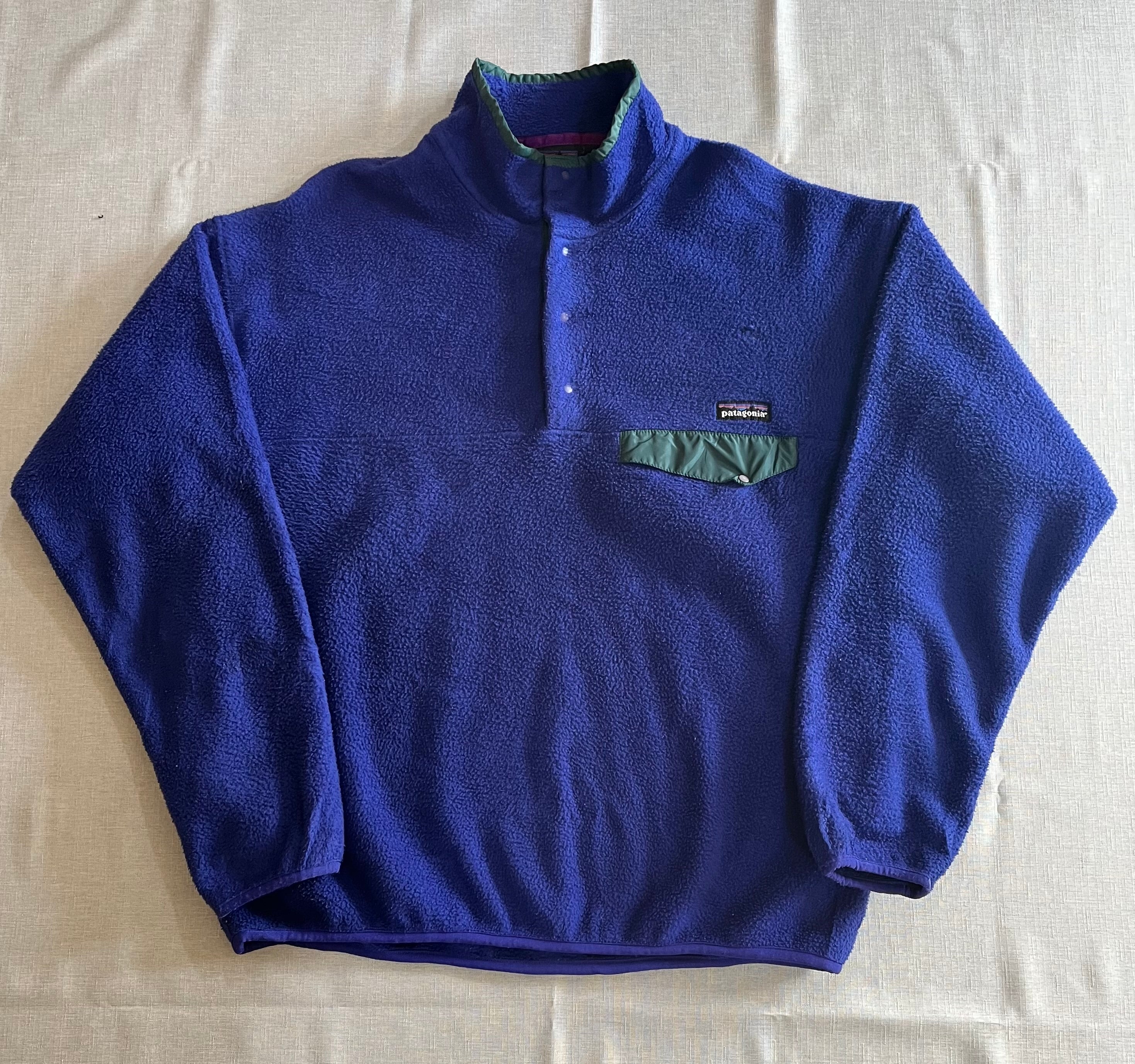 NORTH FACE フリース usa スナップT patagonia snap 美品 M USA 91年 スナップT Patagonia パタゴニア フリース アクア