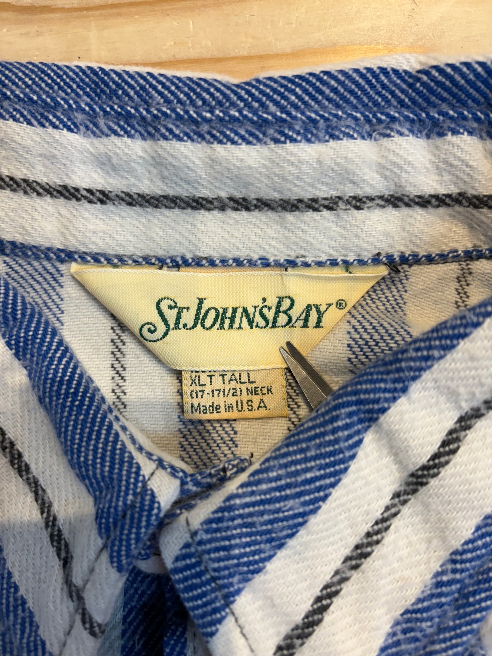 90's「St. John’s Bay」USA製 ストライプ コットンシャツ