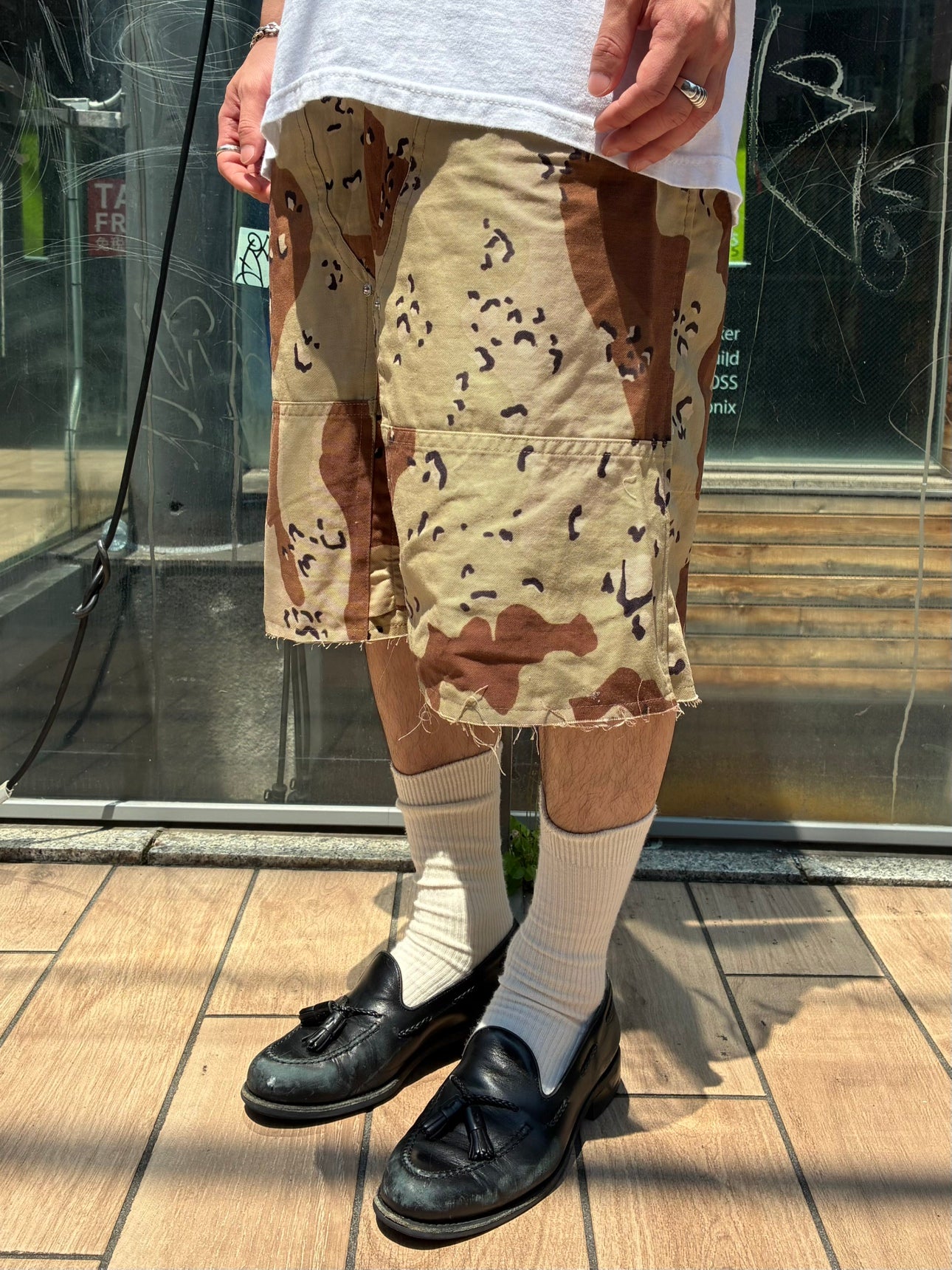 REMAKE  ARMY DOUBLE KNEE SHORTS