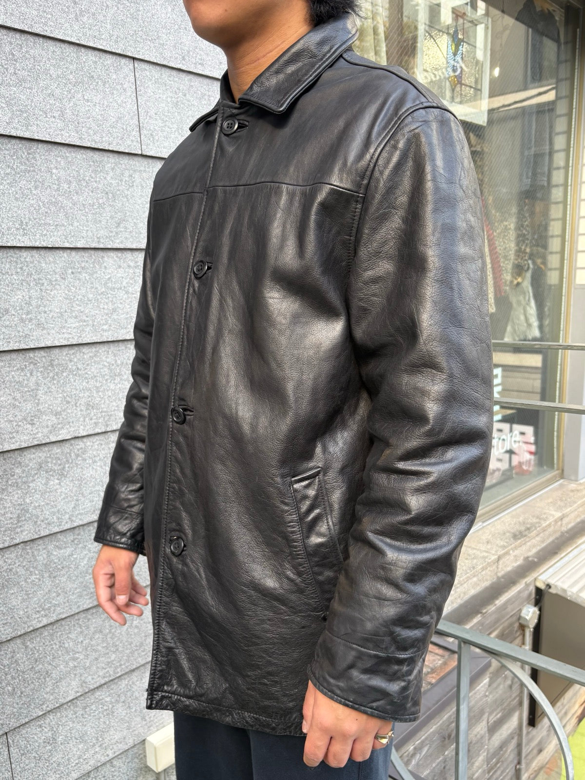 00's「GAP」レザーカーコート