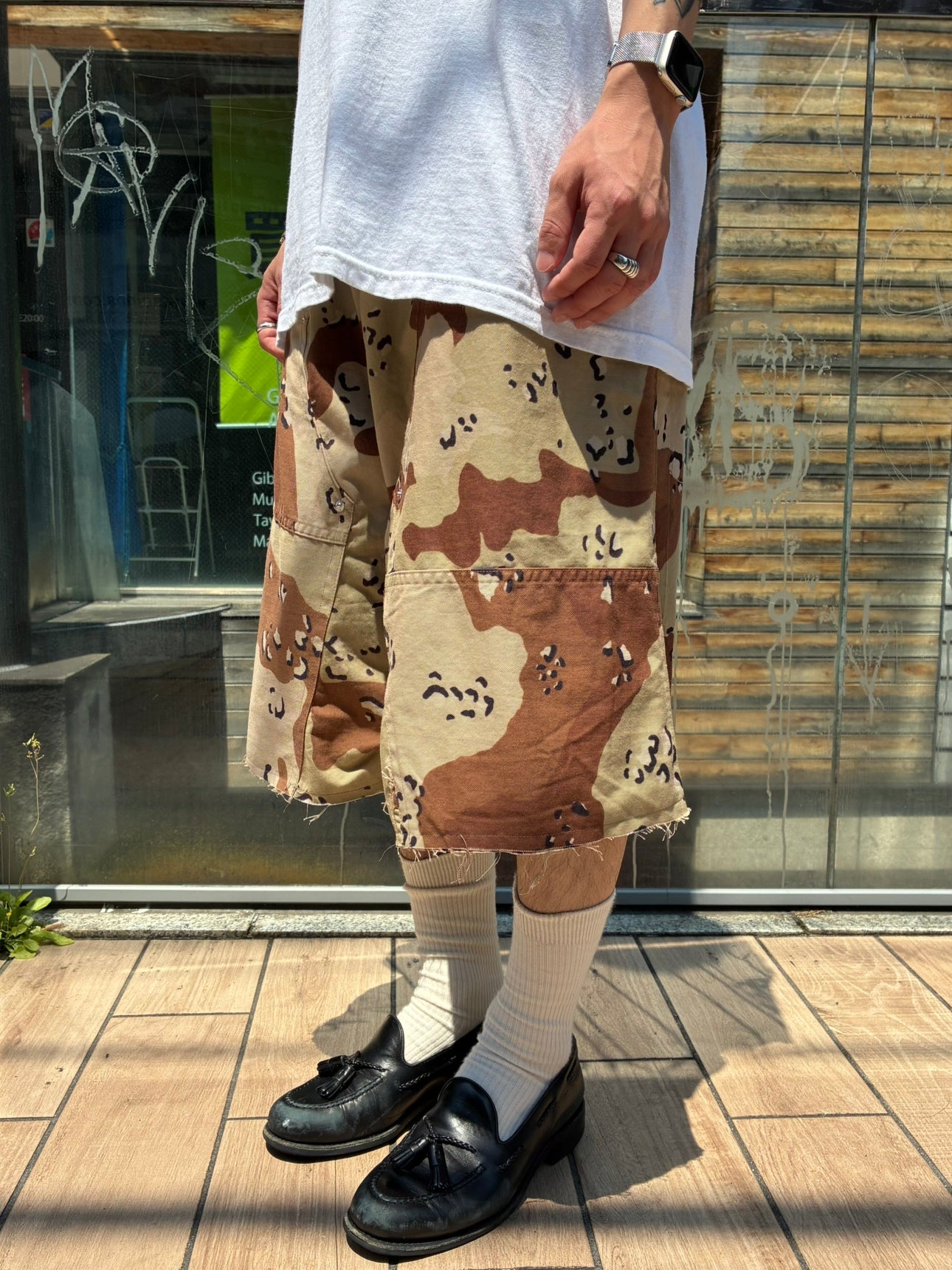 REMAKE  ARMY DOUBLE KNEE SHORTS