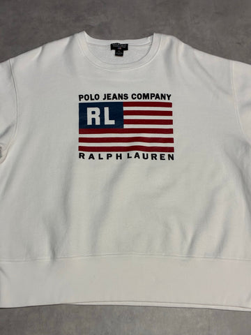 00's RALPH LAUREN「POLO JEANS CO.」星条旗　ロゴスウェット