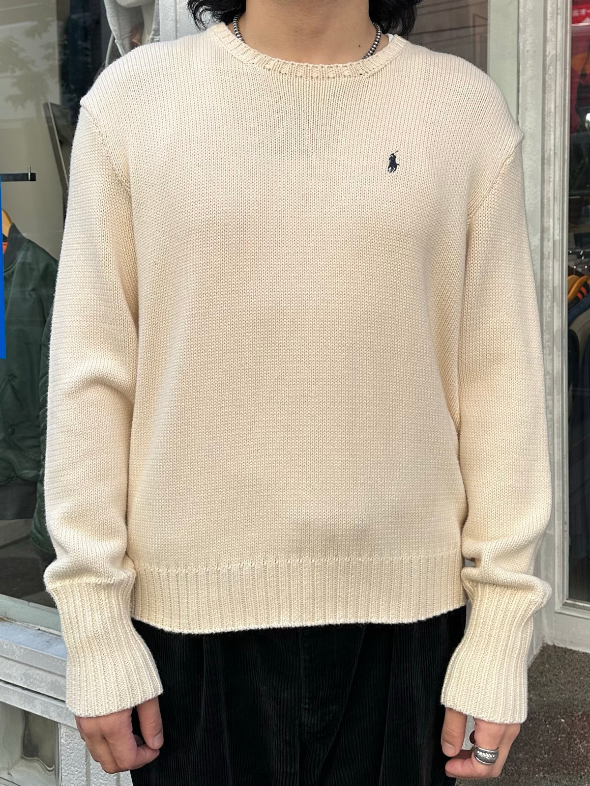 90's RALPH LAUREN ワンポイントコットンニットセーター