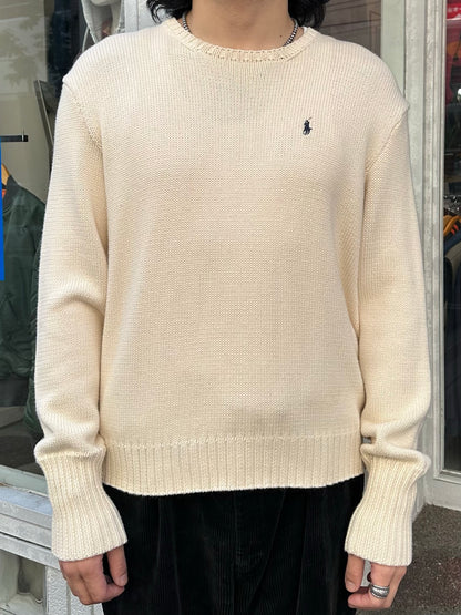 90's RALPH LAUREN ワンポイントコットンニットセーター