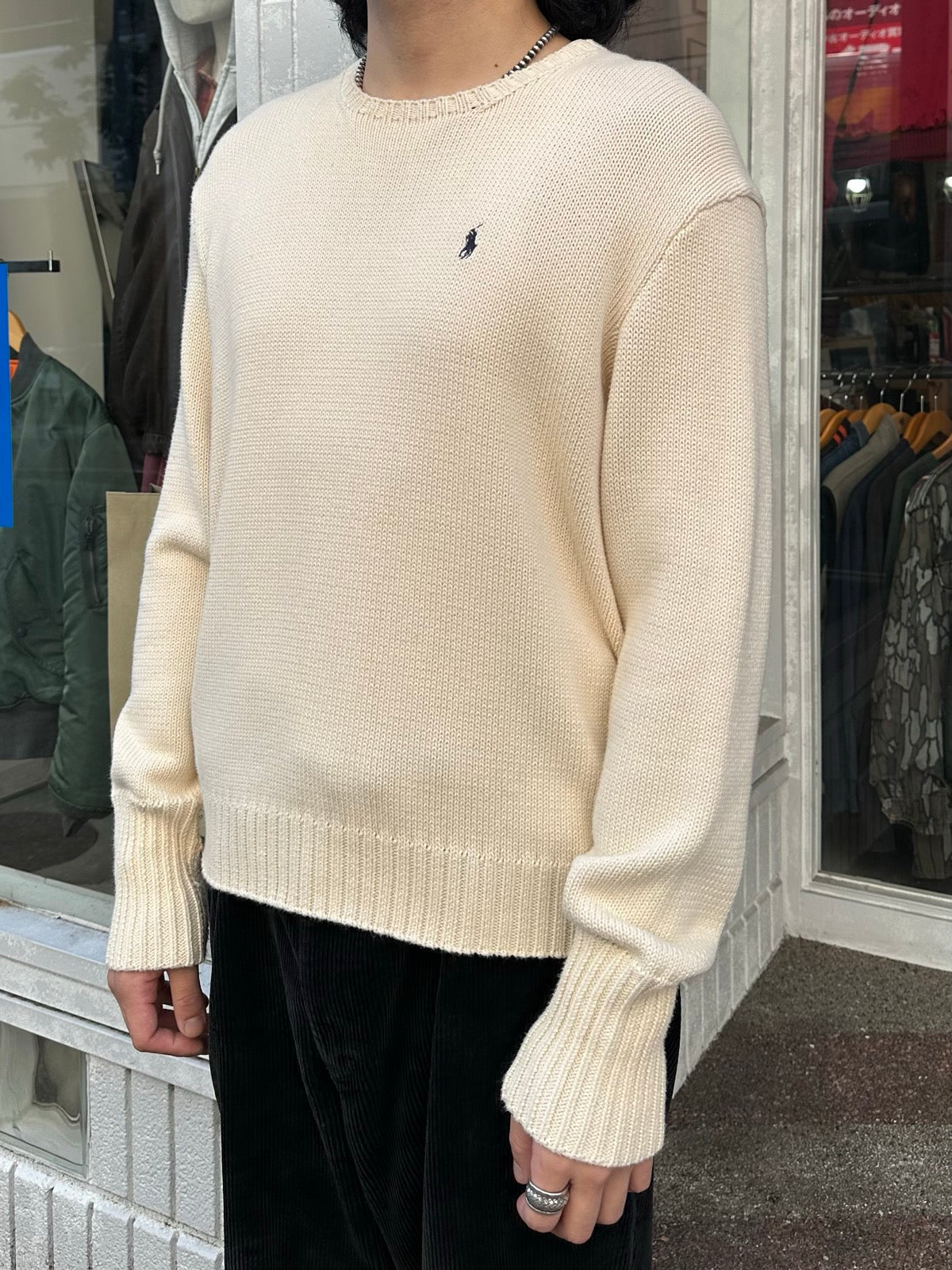 90's RALPH LAUREN ワンポイントコットンニットセーター