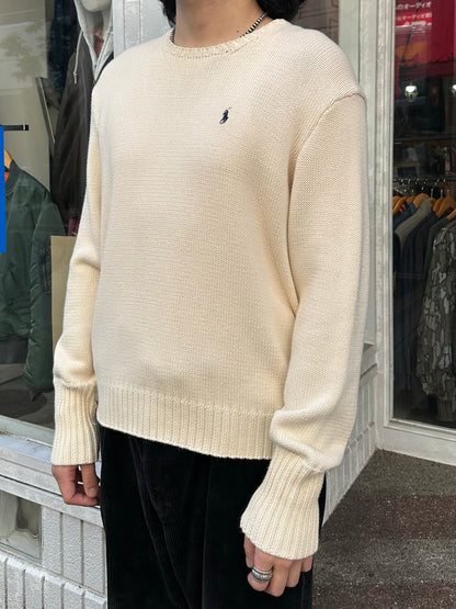 90's RALPH LAUREN ワンポイントコットンニットセーター