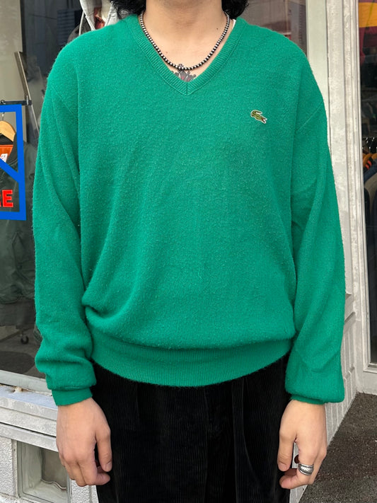 80's~90's IZOD LACOSTE「Vネック」アクリルニットセーター