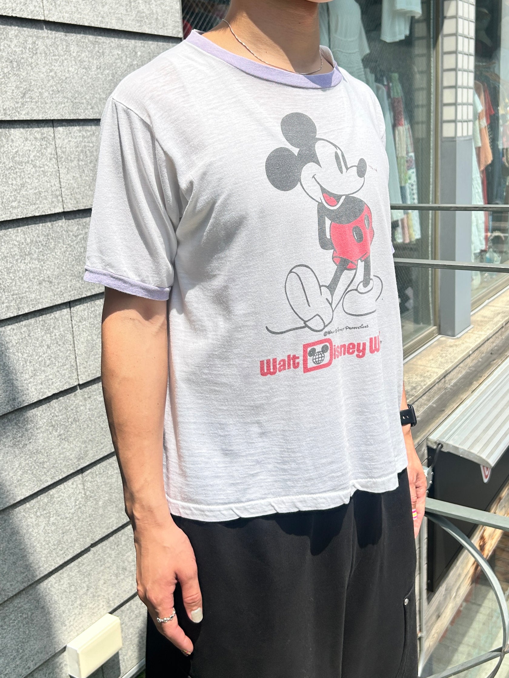 80's Walt Disney World 「白足ミッキーBILLネーム」キャラクターTシャツ