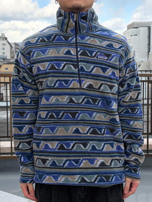 90's patagonia「Half-Zip Synchilla Sweater」USA製　総柄フリース