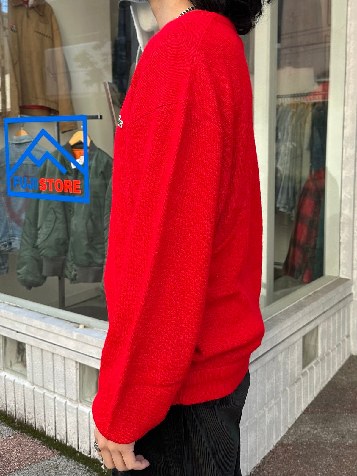 80's~90's IZOD LACOSTE「Vネック」アクリルニットセーター